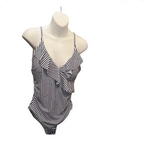 Annbon one piece bathing suit blue& white Xl  never used